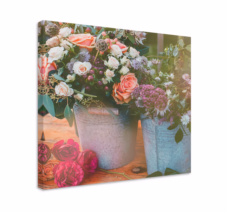 Tableau fleurs et plantes présentoir à paniers fleuris - TenStickers