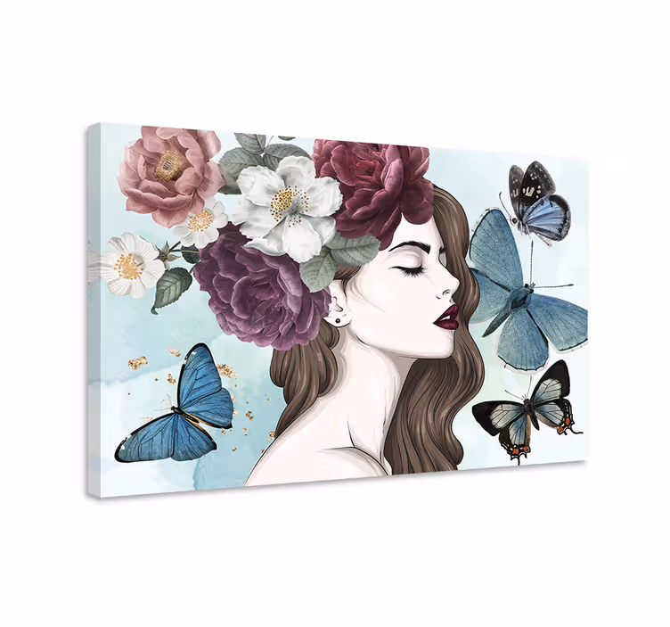 Tableau fleurs et plantes Élégance florale avec papillons - TenStickers