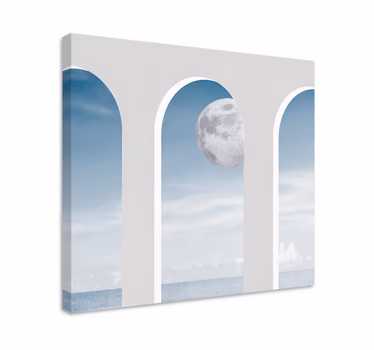 Tableau abstrait scène d'arcade au clair de lune - TenStickers