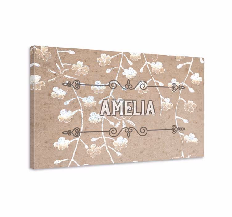 Tableau personnalisé décor floral avec prénom - TenStickers