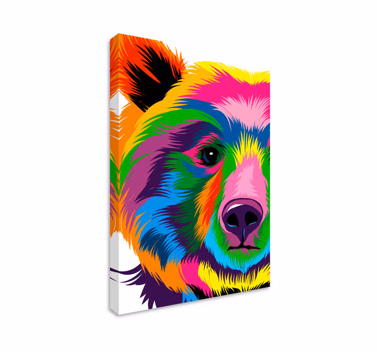 Tableau géométrique Ours coloré - TenStickers