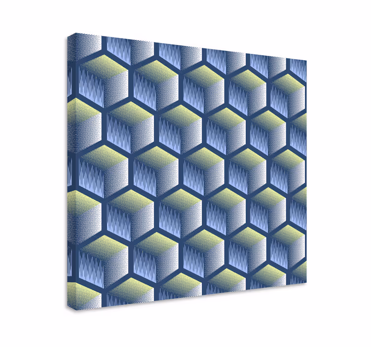 Tableau géométrique motif de cubes hexagonaux - TenStickers