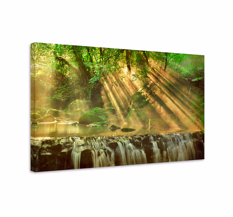 Tableau paysages ruisseau ensoleillé en forêt - TenStickers