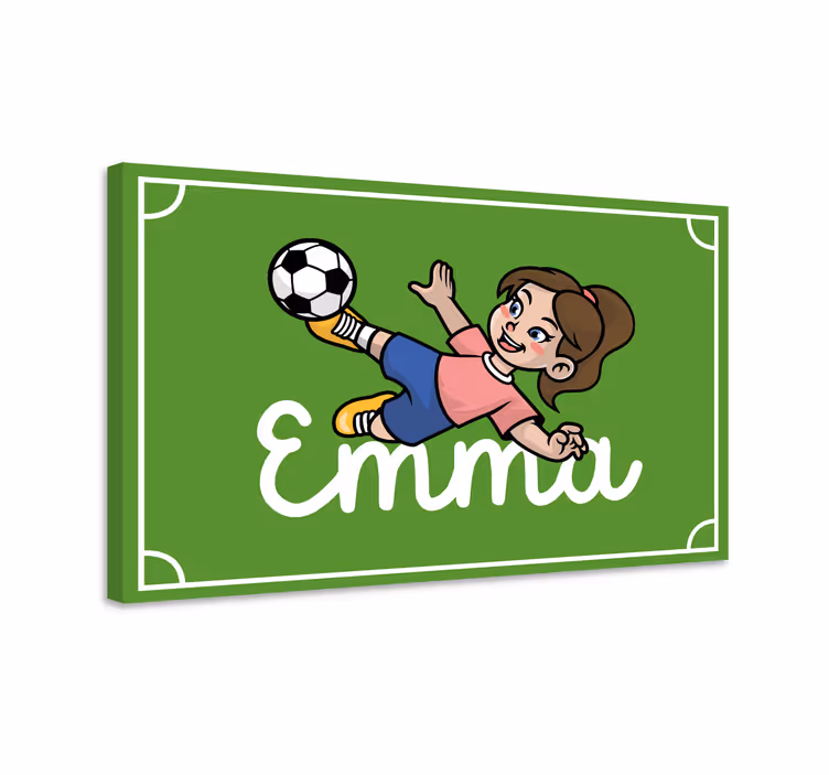 Tableau personnalisé Joueur de football fille avec nom - TenStickers