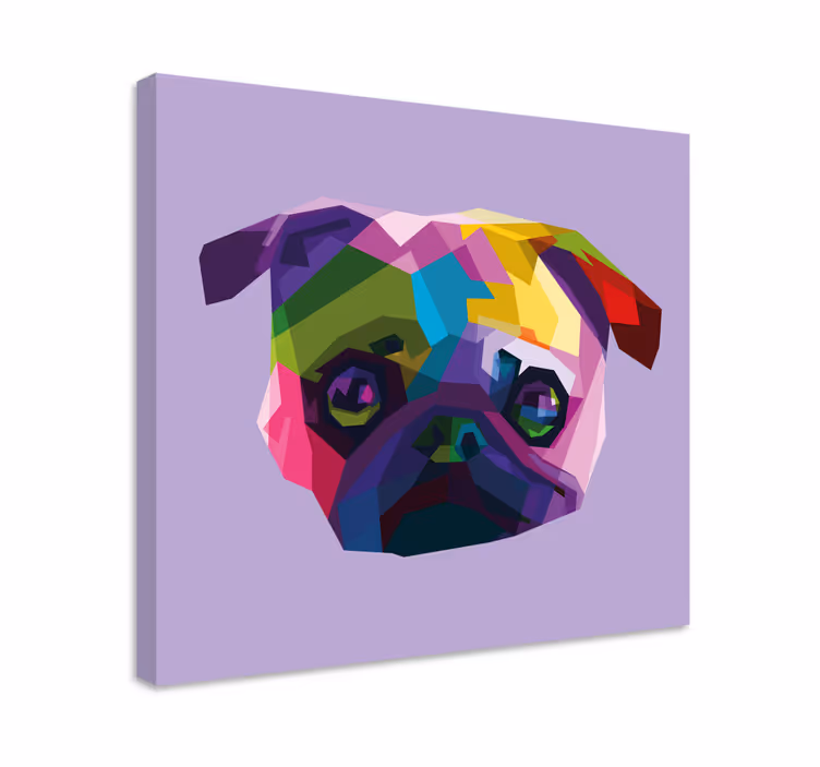 Tableau chiens tête de carlin colorée - TenStickers