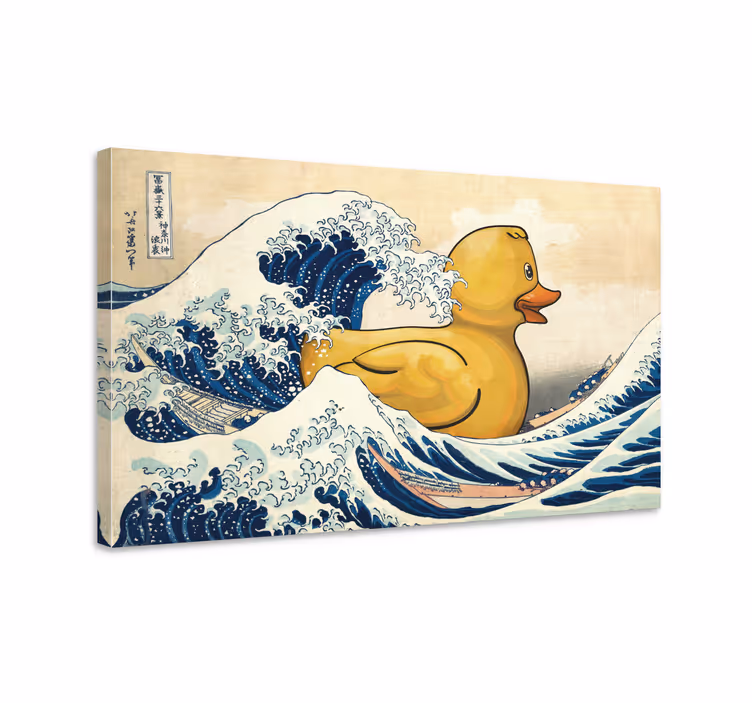 Tableau Canard caoutchouc surfant sur Kanagawa - TenStickers