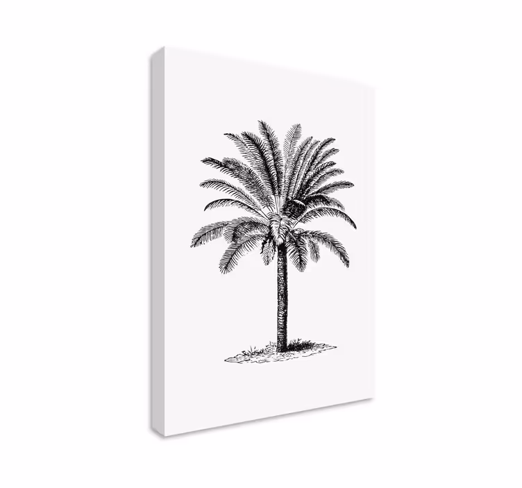 Tableau silhouette d'un palmier à l'encre noire - TenStickers