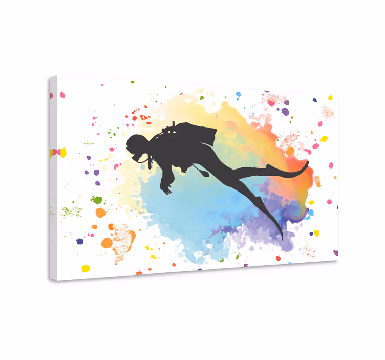 Tableau motif plongeur et aquarelle - TenStickers