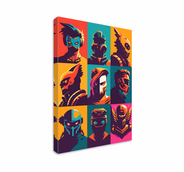 Tableau jeux vidéo personnages épiques pop art - TenStickers