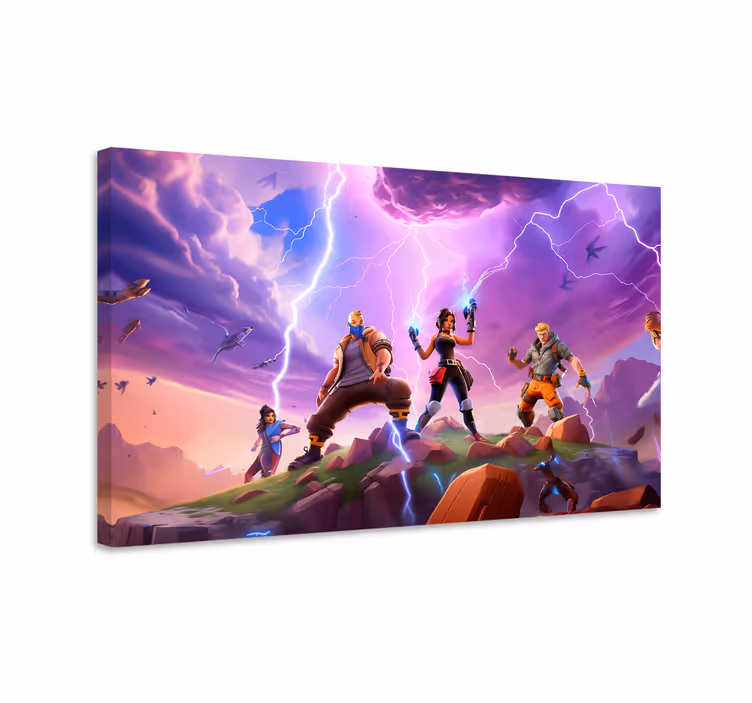 Tableau jeux vidéo personnages dans un orage - TenStickers