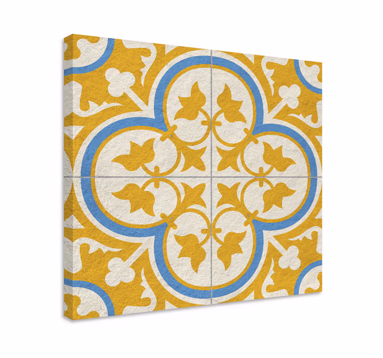 Tableau vintage carrelage hydraulique jaune - TenStickers
