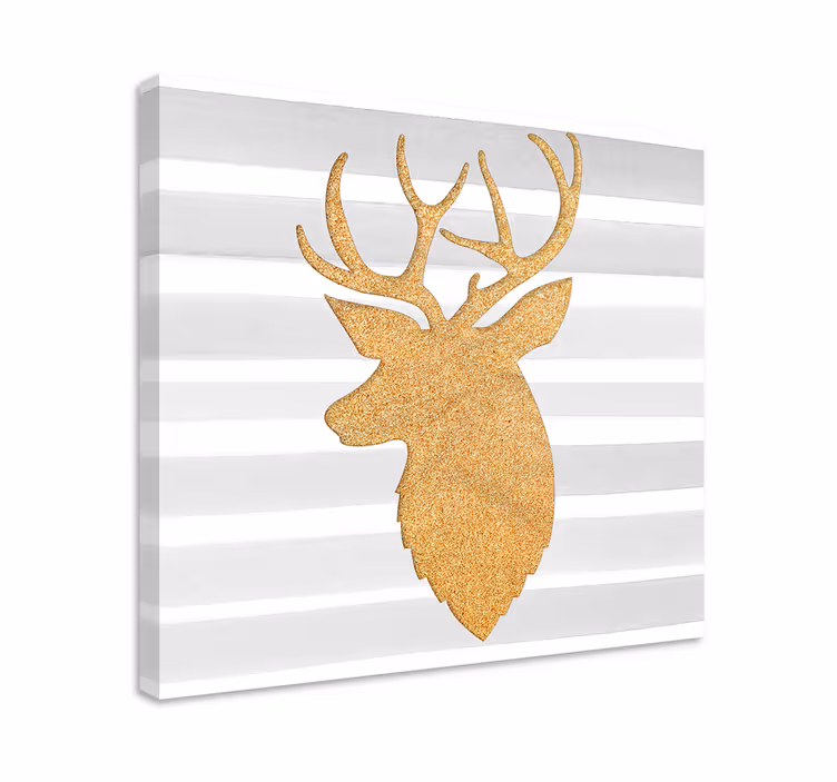 Tableau de noël renne d'or - TenStickers