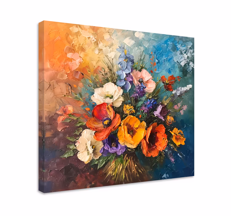 Tableau art bouquet de fleurs effet huile sur toile - TenStickers