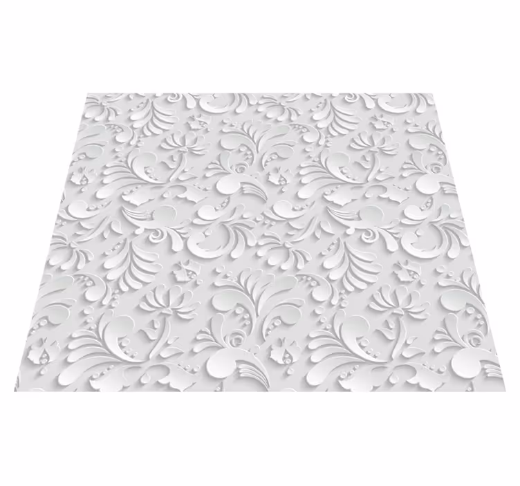 Tapis vinyle blanc motif floral 3d - TenStickers