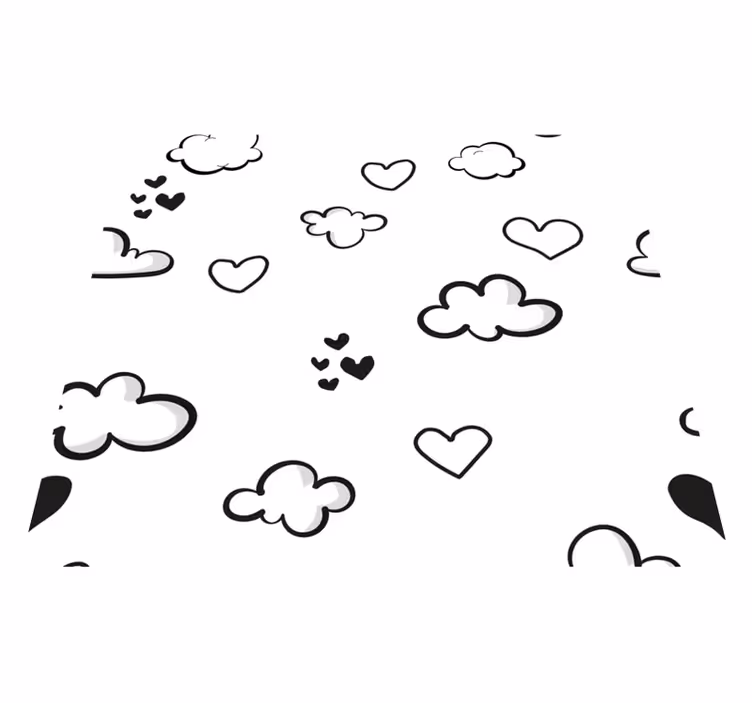 Tapis vinyle blanc nuages et coeurs - TenStickers