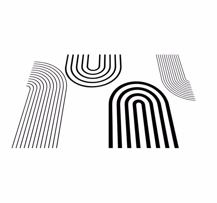Tapis vinyle blanc arcs noirs minimalistes - TenStickers