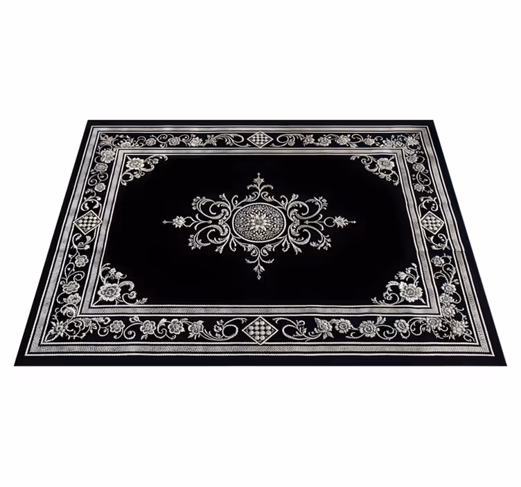 Tapis vinyle noir design oriental classique - TenStickers