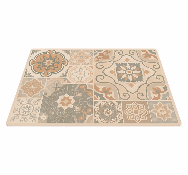 Tapis vinyle salon carreaux de ciment de différentes tailles - TenStickers