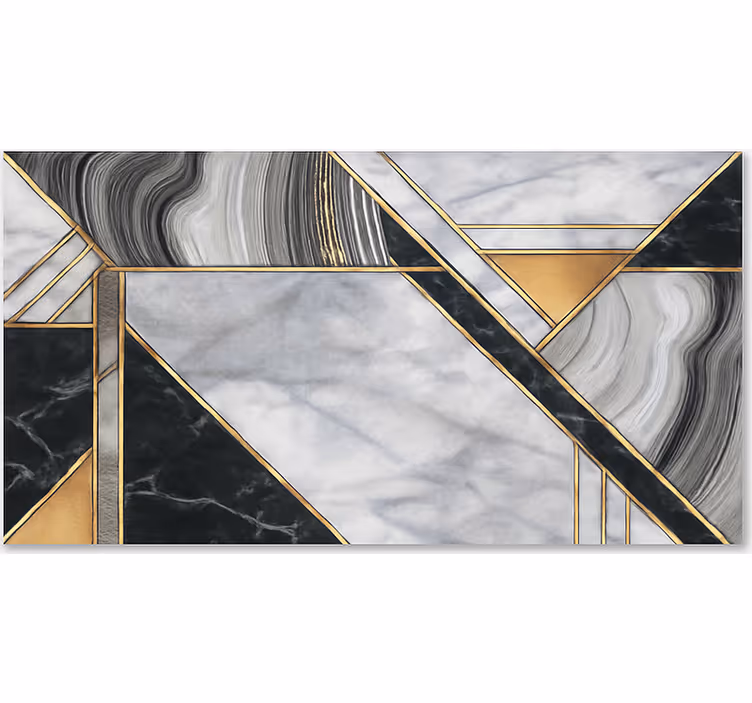 Tapis vinyle marbre motif à bordure dorée - TenStickers