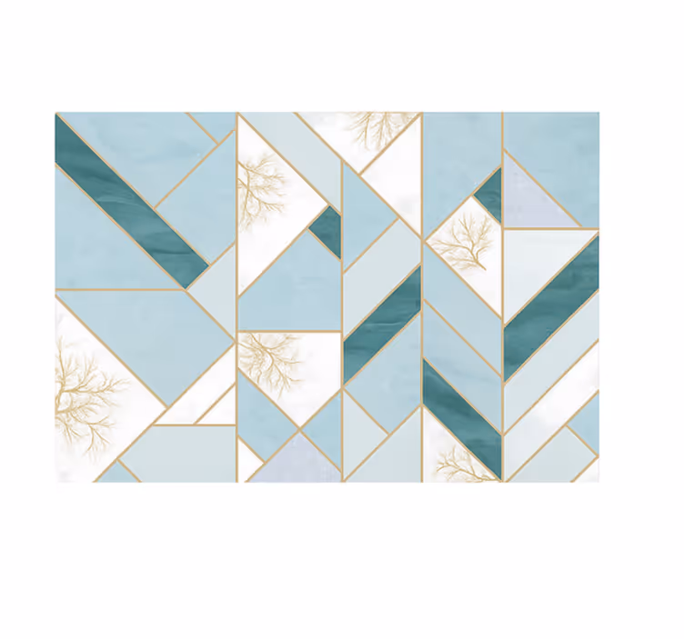 Tapis vinyle marbre motif géométrique aqua - TenStickers