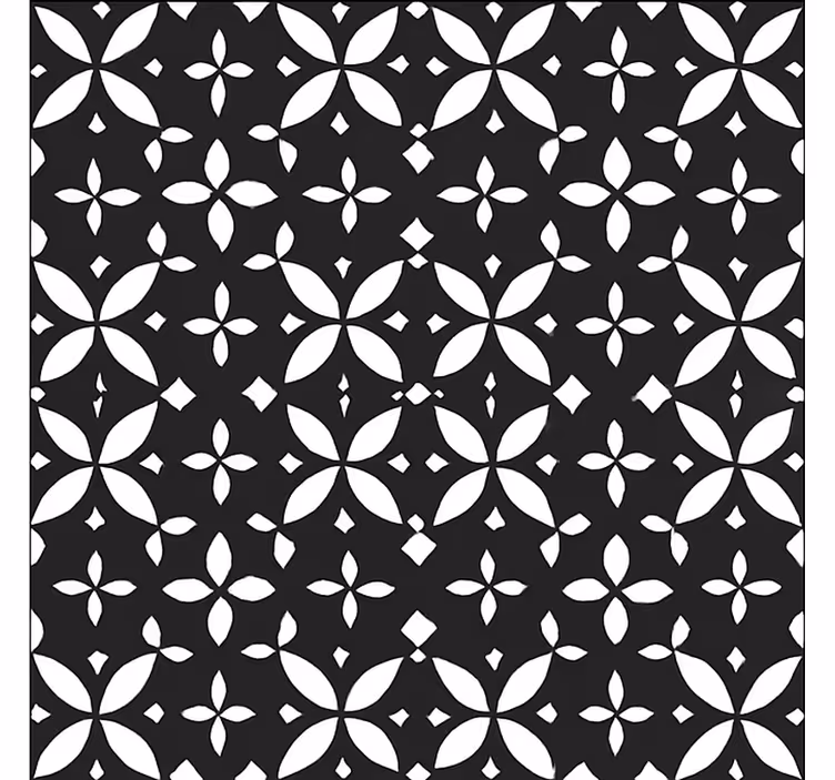 Tapis vinyle salle a manger géométrique floral noir - TenStickers