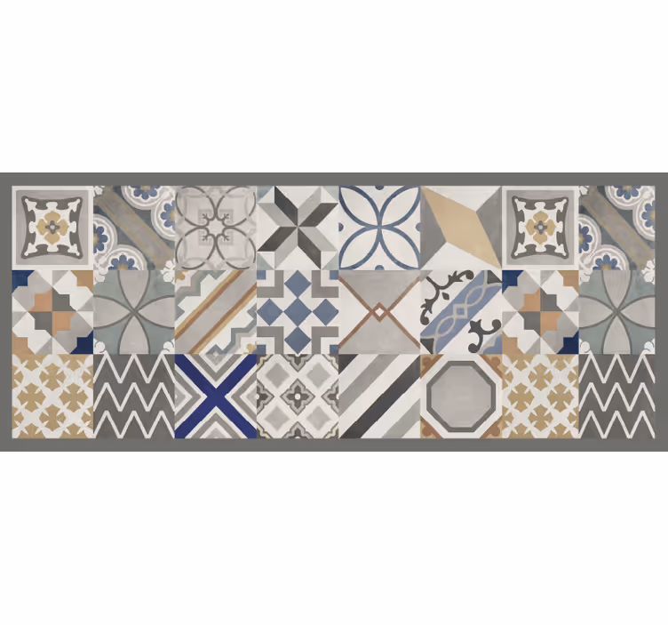Tapis vinyle moderne carreaux de ciment - TenStickers