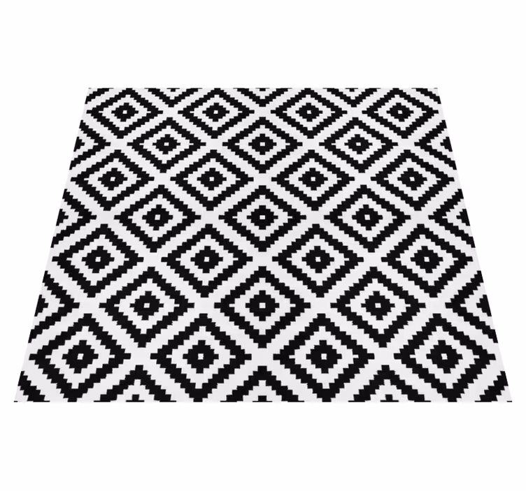 Tapis vinyle cuisine carrés modernes noirs - TenStickers