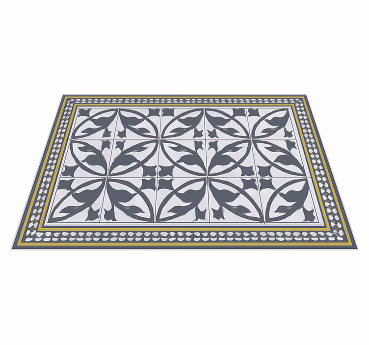 Tapis vinyle salon effet carreaux de ciment - TenStickers