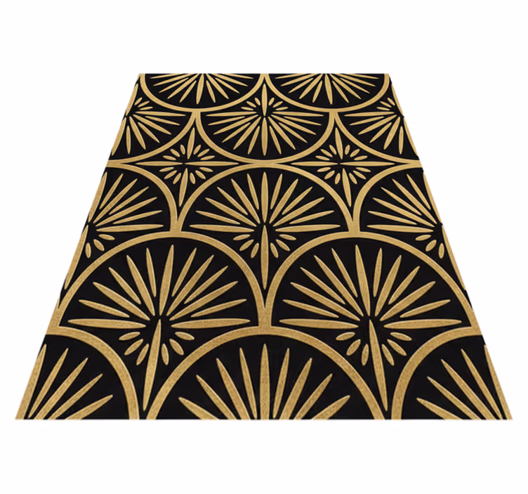 Tapis vinyle géométrique motif noir et or - TenStickers
