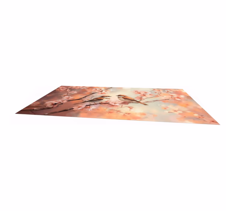 Tapis vinyle salon deux oiseaux sur une branche - TenStickers