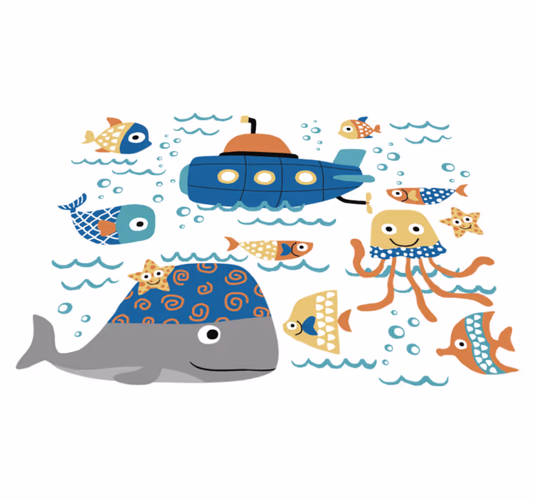 Tapis vinyle animal motifs bleu marine - TenStickers