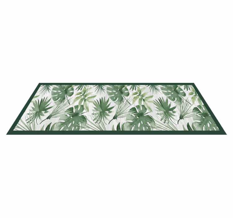 Tapis vinyle cuisine feuilles tropicales aquarelle - TenStickers