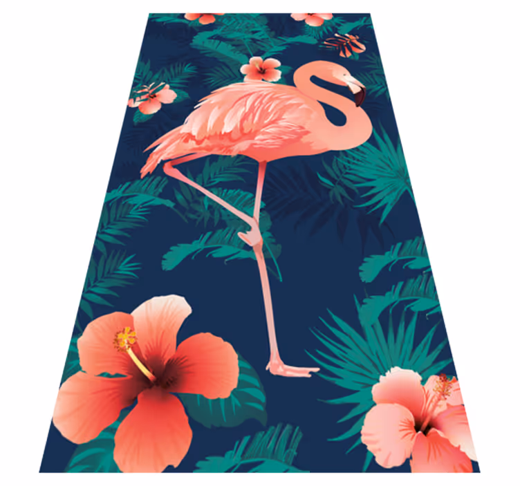 Tapis vinyle animal flamants roses tropicaux - TenStickers