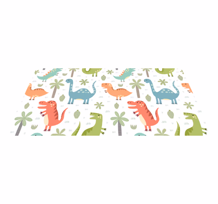 Tapis vinyle animal dinosaure heureux - TenStickers