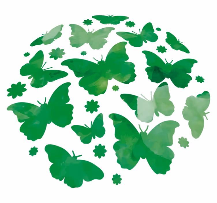 Tapis vinyle animal papillons aquarelle verts - TenStickers