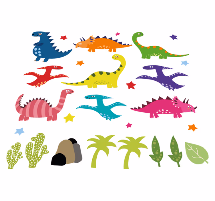 Tapis vinyle animal dinosaure coloré nordique - TenStickers