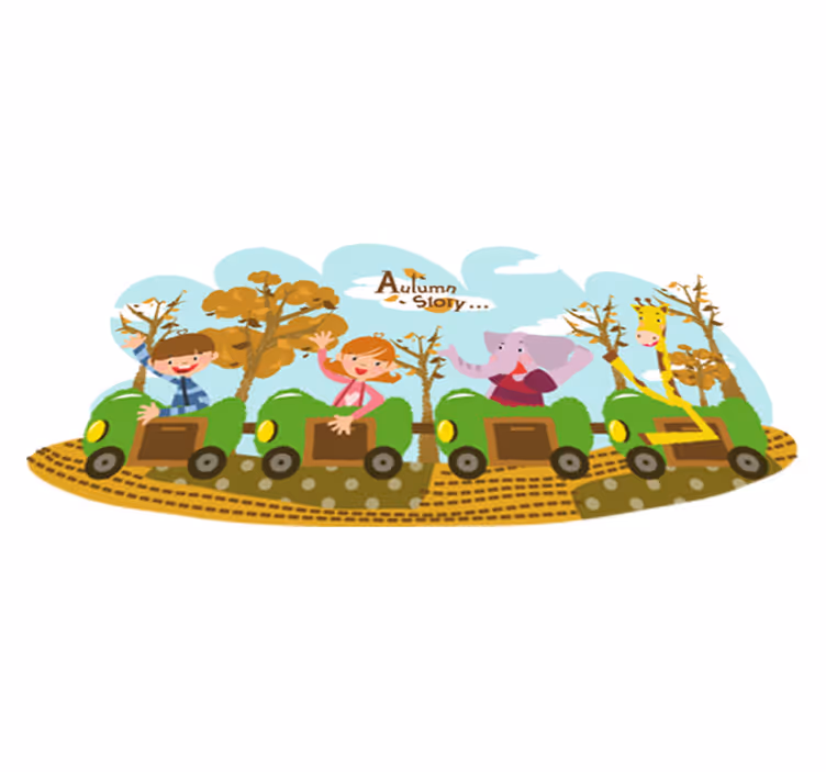 Tapis vinyle animal train en automne - TenStickers