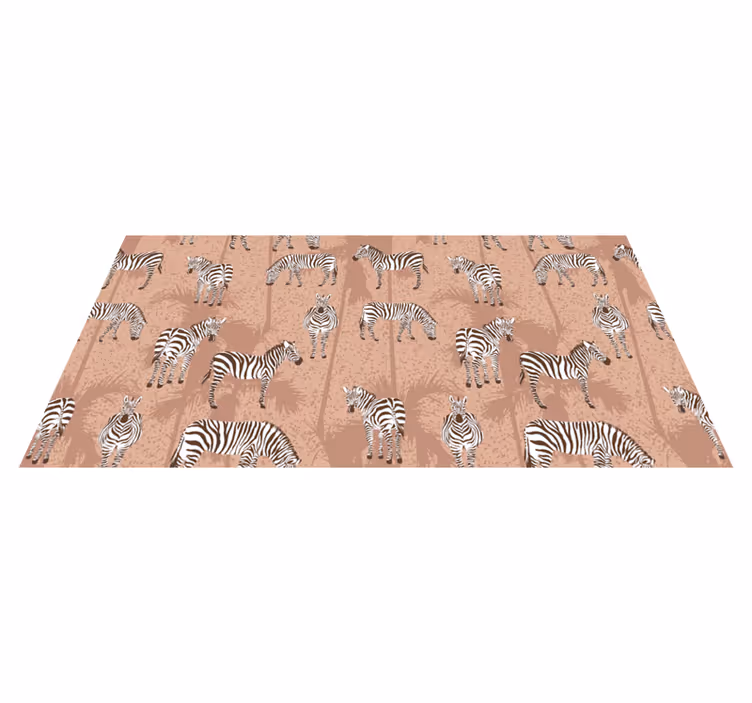 Tapis vinyle animal zèbre et palmiers marron - TenStickers