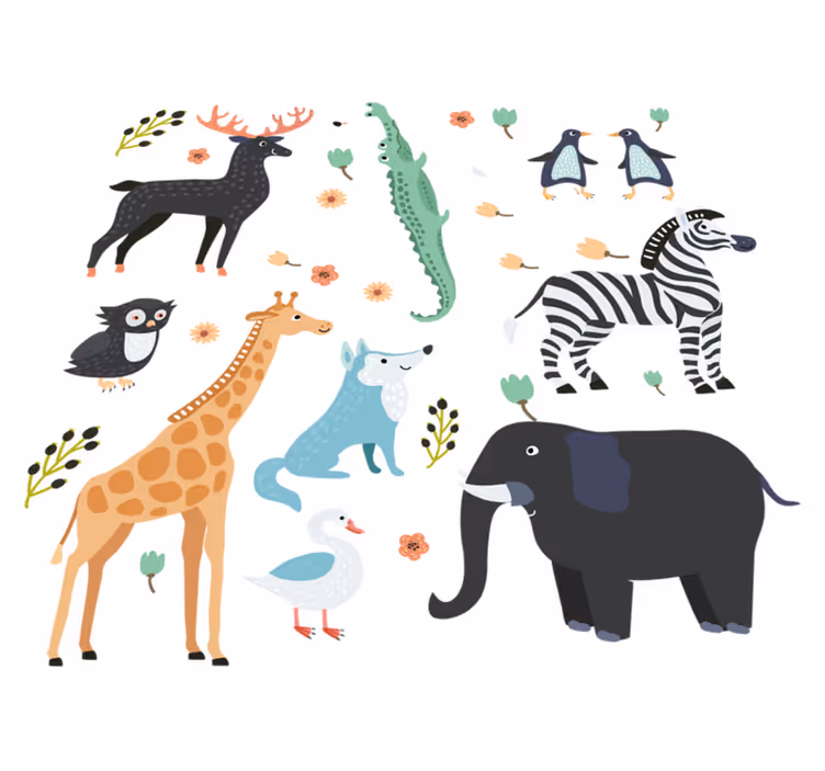 Tapis vinyle animal animaux heureux au parc - TenStickers