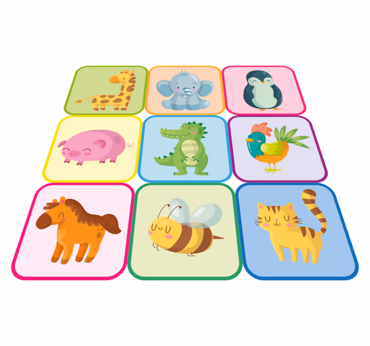 Tapis vinyle animal carreaux colorés - TenStickers