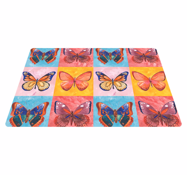 Tapis vinyle animal papillons multicolores - TenStickers