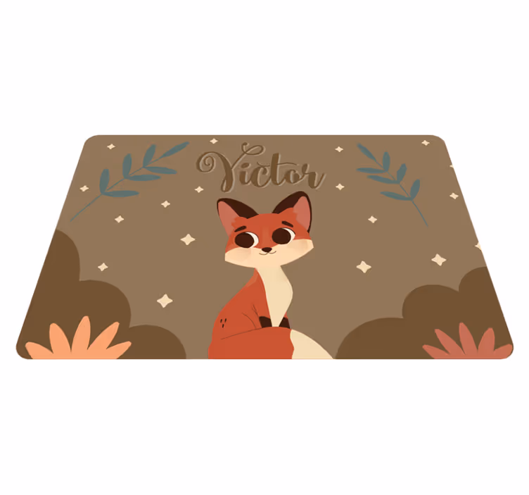 Tapis vinyle animal renard mignon pour garçon avec nom - TenStickers