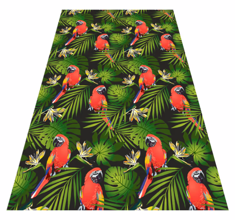 Tapis vinyle animal perroquets colorés sur fond gris - TenStickers