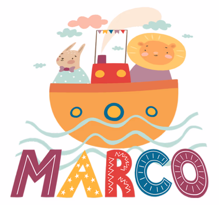 Tapis vinyle animal animaux sur un bateau - TenStickers
