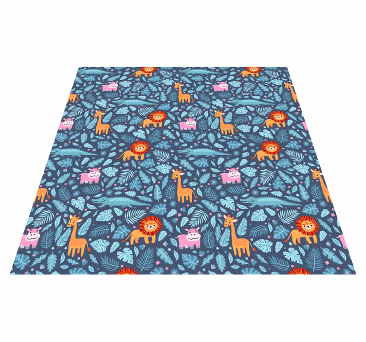Tapis vinyle animal design plusieurs animaux de la jungle - TenStickers