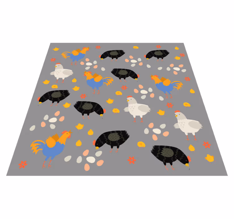 Tapis vinyle animal motif poules dans le poulailler - TenStickers