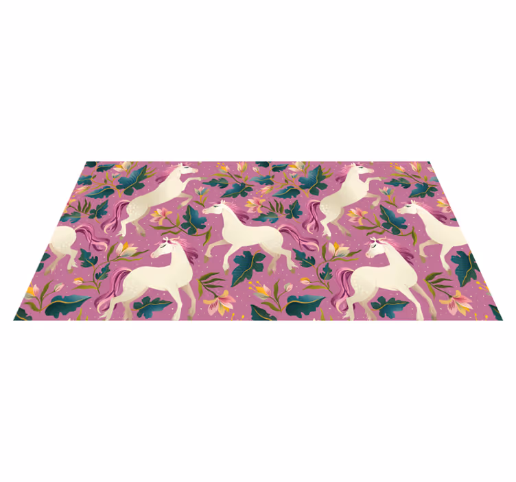 Tapis vinyle animal design cheval floral rose - TenStickers