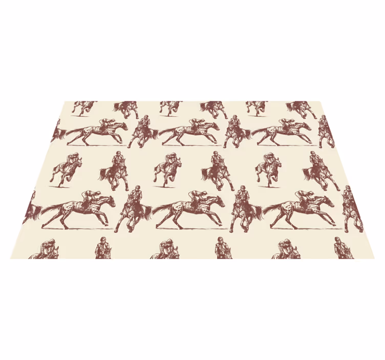 Tapis vinyle animal motif chevaux beige et marron - TenStickers
