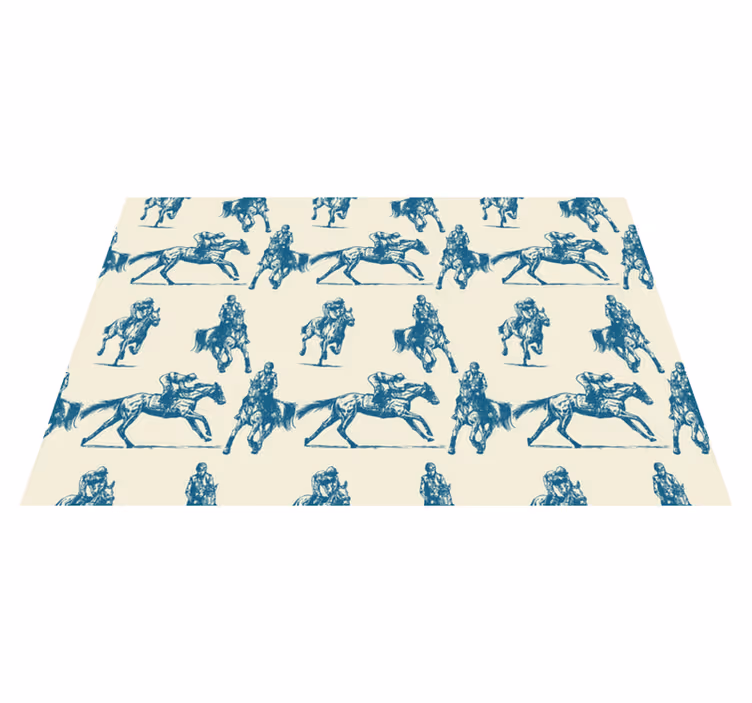 Tapis vinyle animal motif cheval bleu et beige - TenStickers