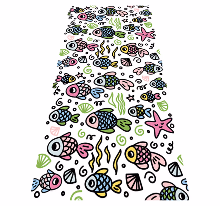 Tapis vinyle animal motif poissons multicolores - TenStickers